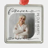 Ornement Carré Argenté Maman pour toujours dans nos coeurs commémorer Noë (Devant)
