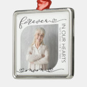 Ornement Carré Argenté Maman pour toujours dans nos coeurs commémorer Noë (Gauche)