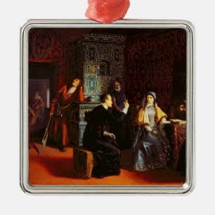 Ornement Carré Argenté Marina Mniszech en état de l'arrestation avec un