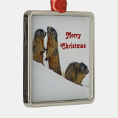 Ornement Carré Argenté Marques de neige Noël (Droite)