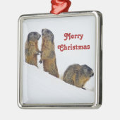 Ornement Carré Argenté Marques de neige Noël (Gauche)