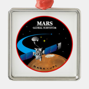 Ornement Carré Argenté Mars Global Surveyor