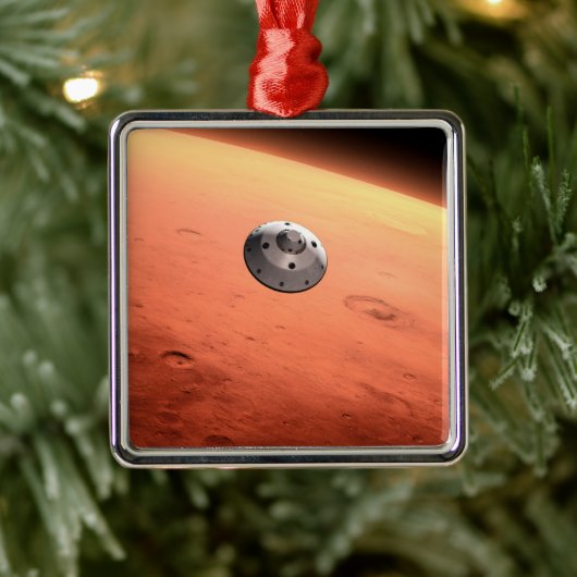 Ornement Carré Argenté Mars Science Laboratory approchant Mars. (Arbre)