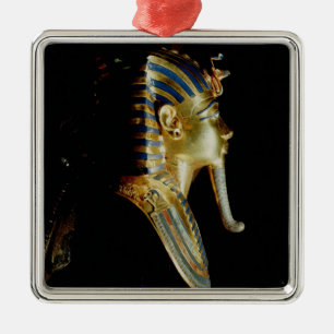 Ornement Carré Argenté Masque d'or de Tutankhamun