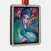 ORNEMENT CARRÉ ARGENTÉ MASQUE EN BLEU (Droite)