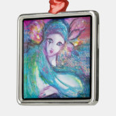 ORNEMENT CARRÉ ARGENTÉ MASQUE EN BLEU (Gauche)