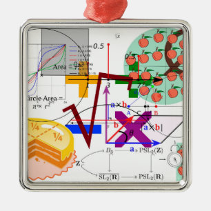 Ornement Carré Argenté mathématiques formule école de physique