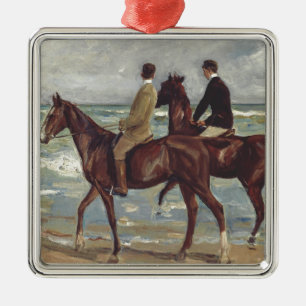 Ornement Carré Argenté Max Liebermann : Deux Cavaliers sur la Plage Art