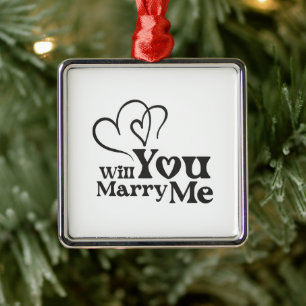 Ornement Carré Argenté Me marierez-vous - Drôle Mariage Proposition