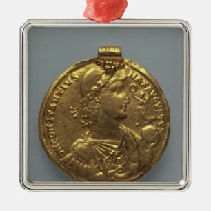 Ornement Carré Argenté Médaillon de Constantius II, monnayé chez Antioc