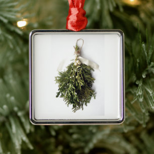 ORNEMENT CARRÉ ARGENTÉ **MEET ME UNDER MISTLETOE** CHRISTMAS ORNAMENT