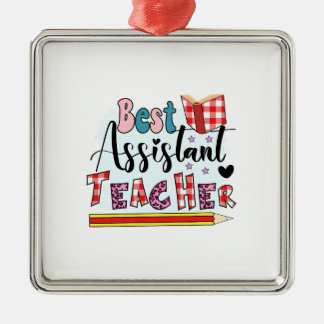 Ornement Carré Argenté Meilleur enseignant adjoint