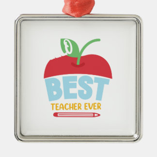 Ornement Carré Argenté Meilleur enseignant jamais