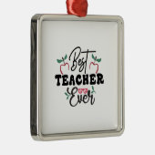 Ornement Carré Argenté Meilleur enseignant jamais (Droite)