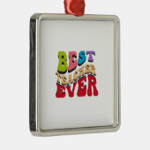 Ornement Carré Argenté Meilleur enseignant jamais (Droite)