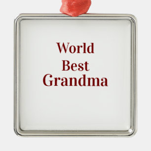 Ornement Carré Argenté Meilleure grand-mère du monde grands-parents grand