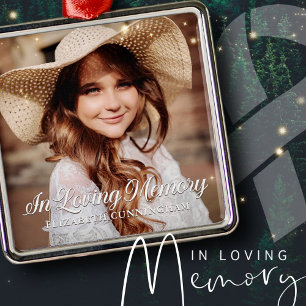 Ornement Carré Argenté Mémorial en mémoire d'amour classique photo élégan