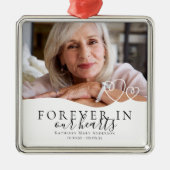 Ornement Carré Argenté Mémorial pour toujours dans nos coeurs (Devant)