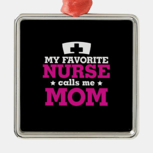 Ornement Carré Argenté Mère Cadeau Favori Nurse Me Appelle Maman