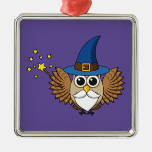 Ornement Carré Argenté Merlin mignon, sortilège