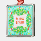 Ornement Carré Argenté Merry & Bright Wreath (Gauche)