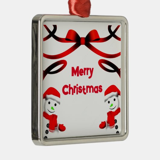 ORNEMENT CARRÉ ARGENTÉ **MERRY NOËL" ORNAMENT (Droite)