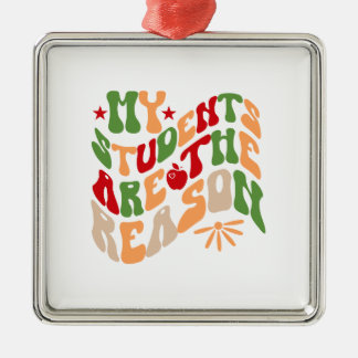 Ornement Carré Argenté Mes Élèves Sont La Raison