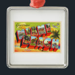Ornement Carré Argenté Miami Beach Florida Vintage grande lettre carte po<br><div class="desc">Miami Beach Floride FL Vintage grande lettre carte postale</div>