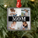 Ornement Carré Argenté Mignonne Je T'AIME Mère Fête des Mères Photo Metal<br><div class="desc">Mignonne I Love You Mother's Day Photo Christmas Ornament présente quatre de vos photos préférées avec le texte "I love you Mom" dans la typographie blanche moderne. Conçu par ©Evco Studio www.zazzle.com/store/evcostudio</div>