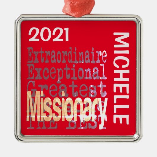 Ornement Carré Argenté Missionnaire Extraordinaire CUSTOM (Devant)