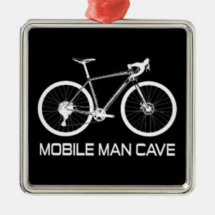 Ornement Carré Argenté Mobile Man Cave Bike