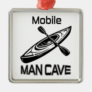 Ornement Carré Argenté Mobile Man Cave Kayak