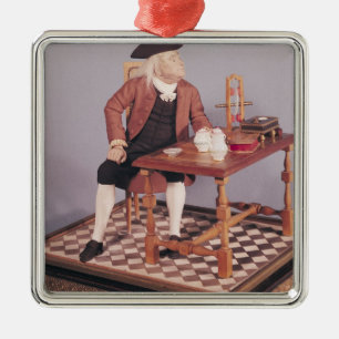 Ornement Carré Argenté Modèle de Benjamin Franklin à sa table