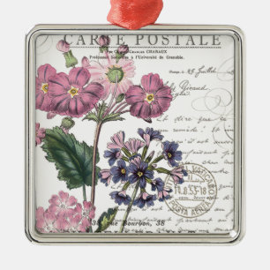 Ornement Carré Argenté moderne vintage floral