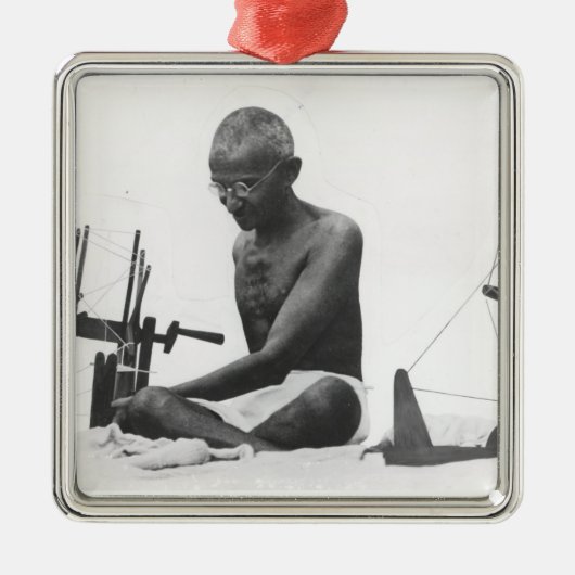 Ornement Carré Argenté Mohandas Karamchand Gandhi (Devant)