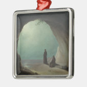 Ornement Carré Argenté Moines dans une Grotte (par Carl Blechen) (Gauche)