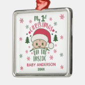 ORNEMENT CARRÉ ARGENTÉ MON 1ER NOËL À L'INTÉRIEUR (Gauche)