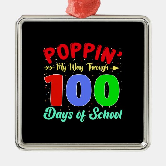 Ornement Carré Argenté Mon Chemin À Travers 100 Jours D'École (Devant)