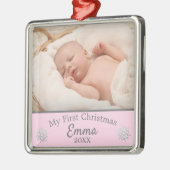 Ornement Carré Argenté Mon Premier Noël (Gauche)
