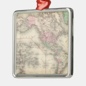 Ornement Carré Argenté Monde sur la projection de Mercator (Gauche)