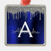 Ornement Carré Argenté Mongram de Silver Navy (Devant)