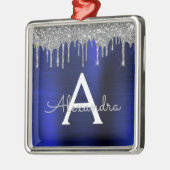 Ornement Carré Argenté Mongram de Silver Navy (Gauche)