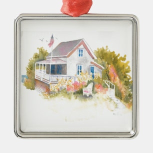 Ornement Carré Argenté Monhegan Cottage J Kilburn