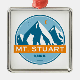 Ornement Carré Argenté Mont Stuart Washington Stars Moon
