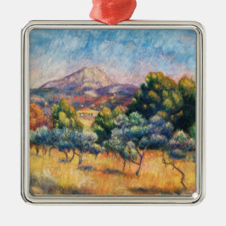 Ornement Carré Argenté Montagne Sainte-Victoire Paysage par Renoir