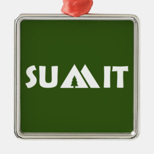 Ornement Carré Argenté Montagnes de sommet