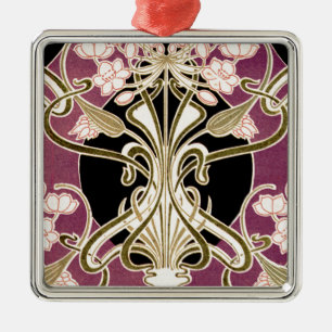 Ornement Carré Argenté Motif #2 de Nouveau d'art