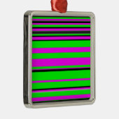 Ornement Carré Argenté Motif à rayures couleur noir rose chaud (Droite)