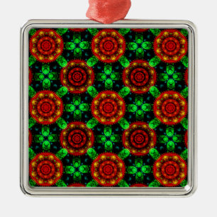 Ornement Carré Argenté Motif Abstrait Floral Moderne Bohème Élégant #504