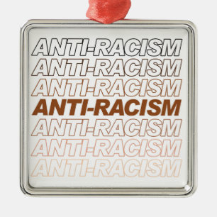 Ornement Carré Argenté Motif anti-racisme